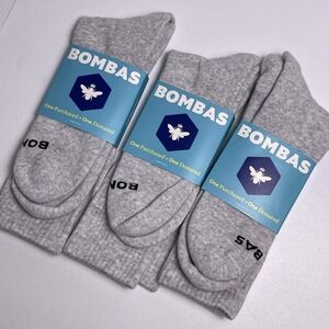 Bombas Unisex XL Gray Grey Midweight Calf Crew Socks Honeycomb 3 Pairs